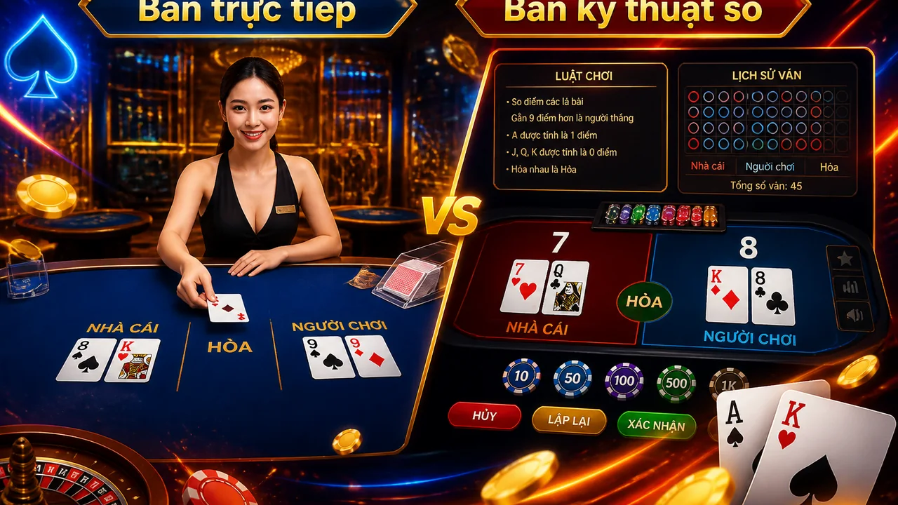 Chọn bàn phù hợp cho người chơi lâu năm: so sánh bàn trực tiếp và bàn kỹ thuật số 68win